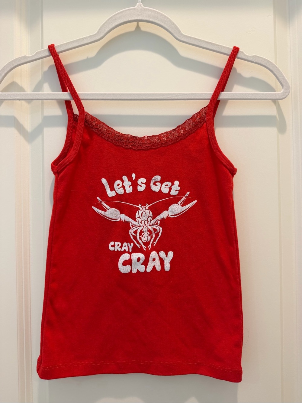 Modern Lux Red Graphic Lace-Trim Tank Top